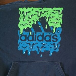 Adidas Kids Navy and Lime Drip Hoodie